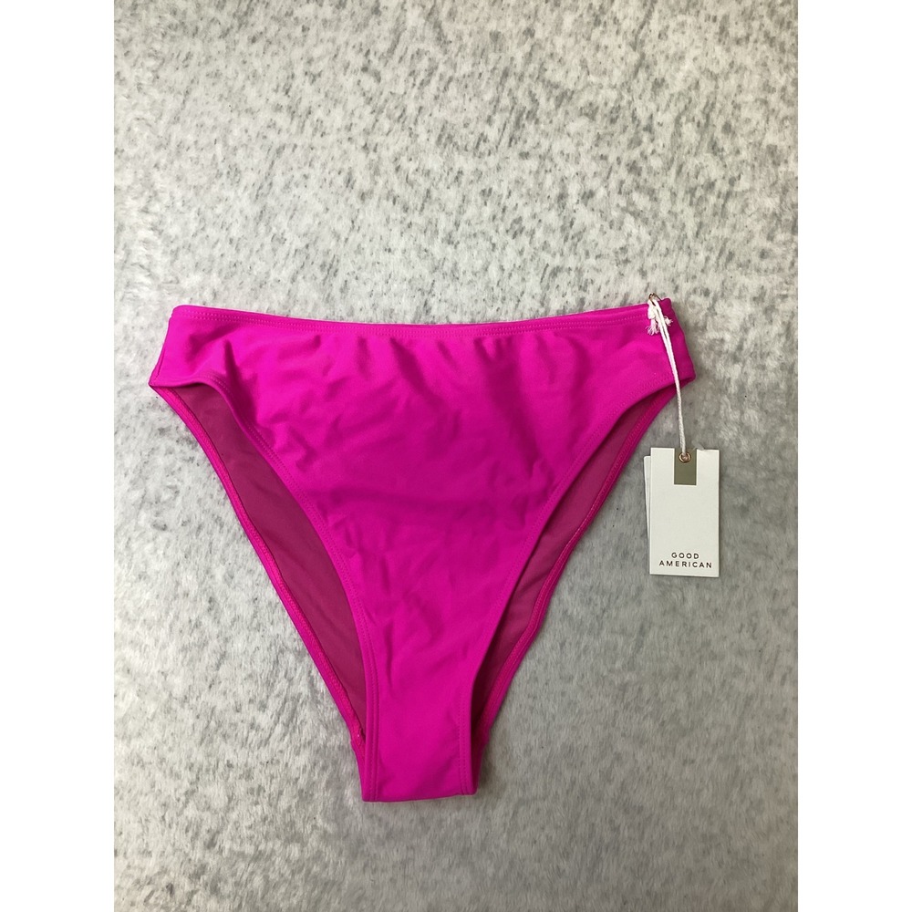 Good American High Waist Bikini Bottoms Pink Glow GSW0771 Neon Pink Medium